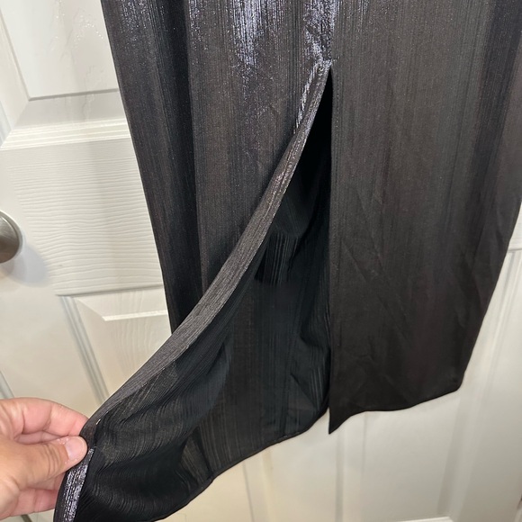 Zara Metallic Black Ruched Pencil Skirt - Picture 4 of 4